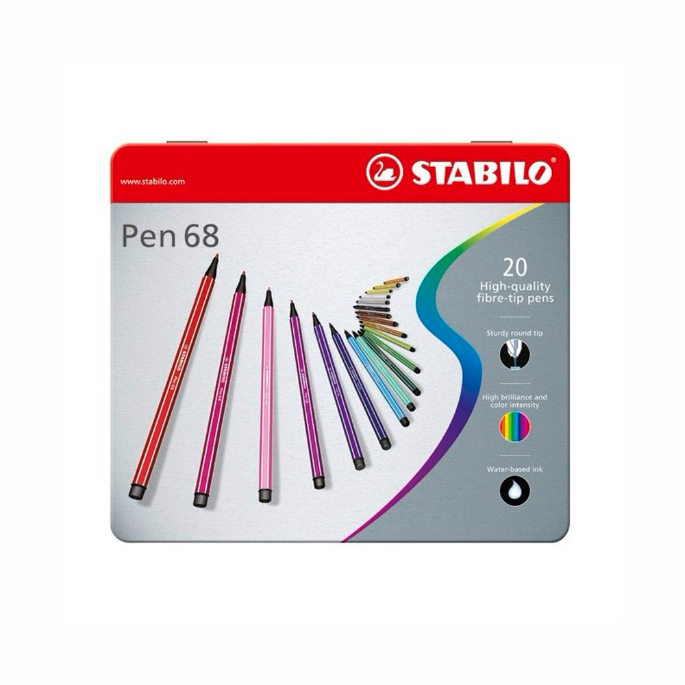Stabilo Point 68 20-Color Metal Tin Set