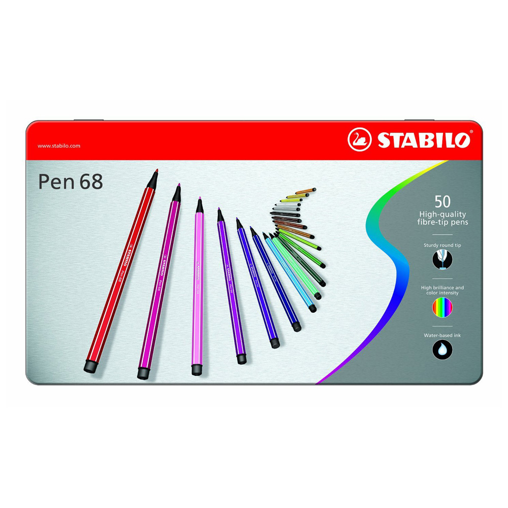 Stabilo Point 68 50-Pen Metal Tin Set