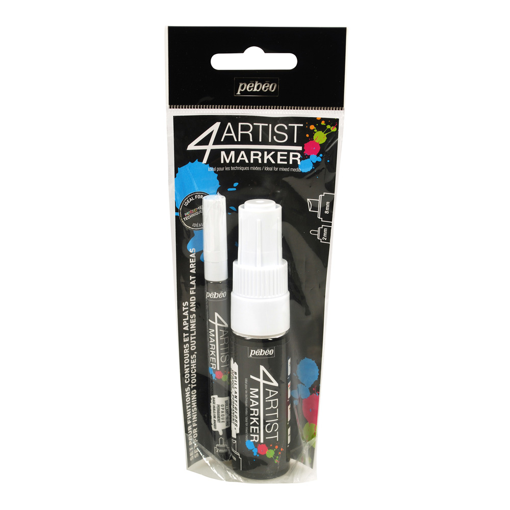 Pebeo 4Artist Marker White 2mm + 8mm Set