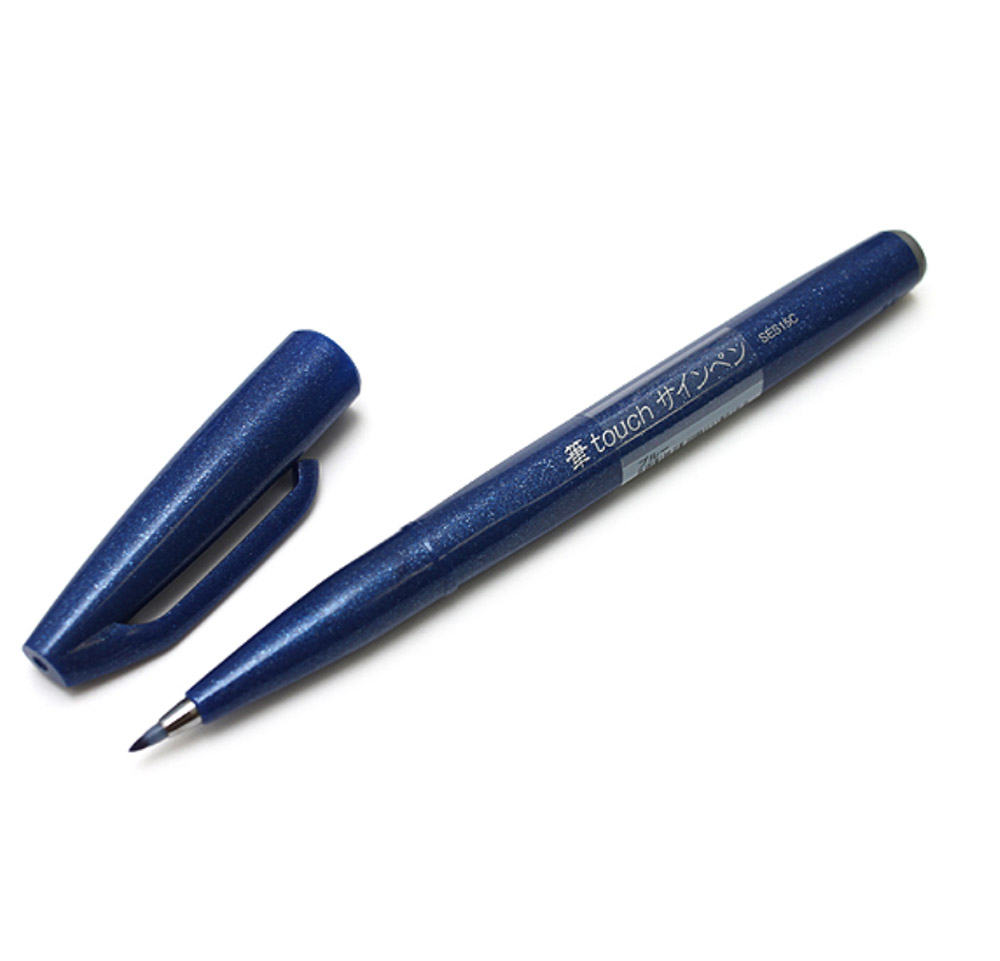 Pentel Sign Pen Brush Tip Blue Ink