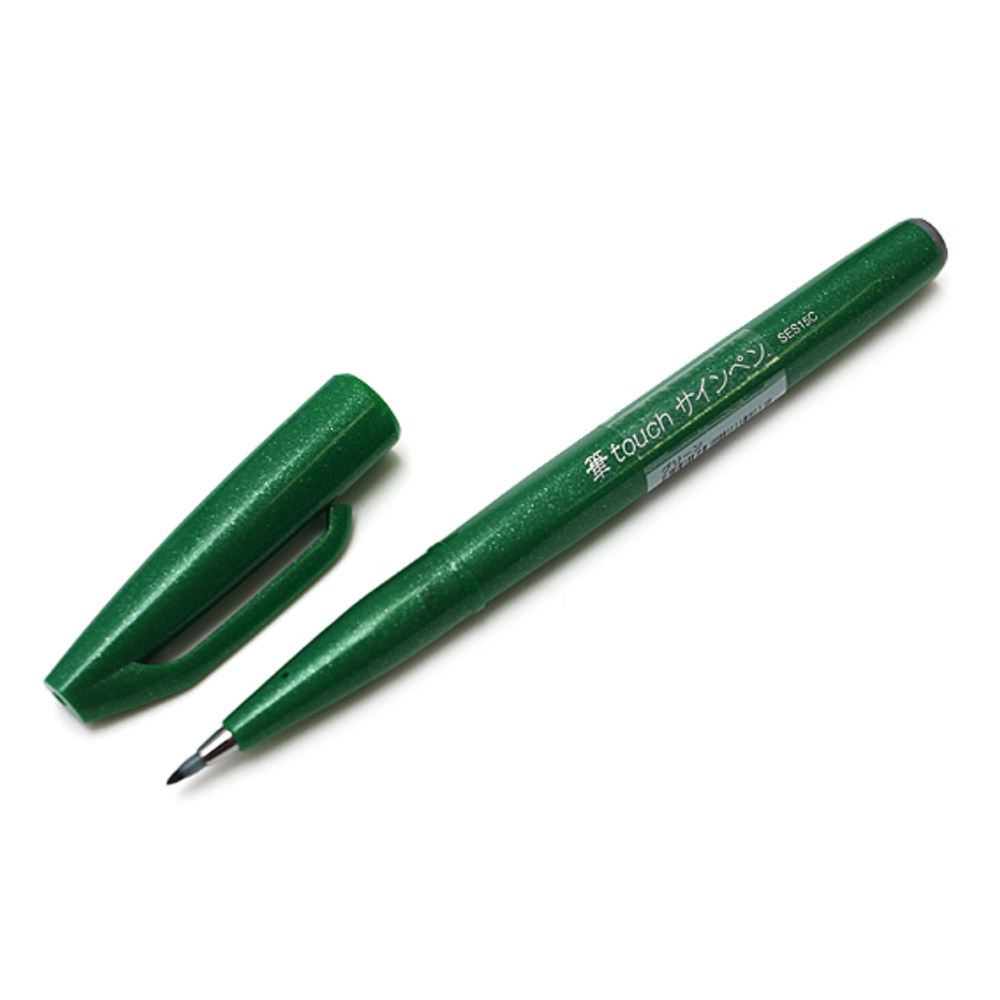 Pentel Sign Pen Brush Tip Green Ink