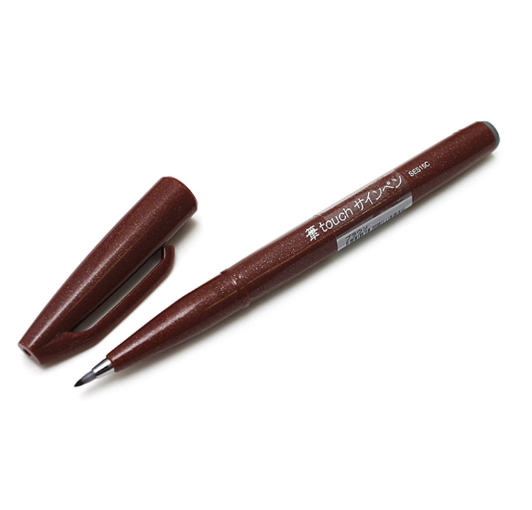 Pentel Sign Pen Brush Tip Brown Ink