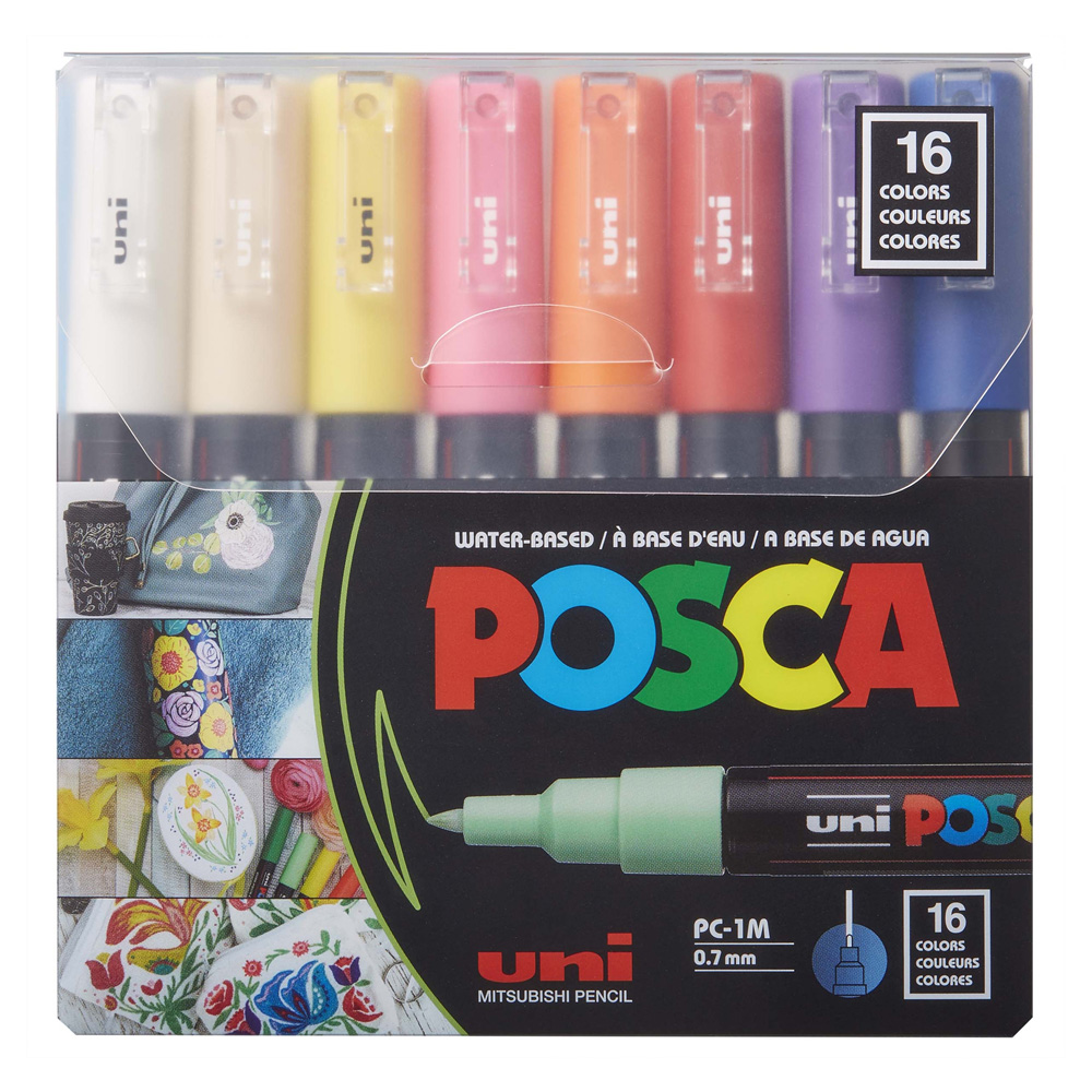 Posca PC-1M Extra Fine 1mm Basic Set of 16