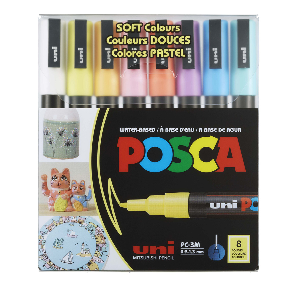 Posca PC-3M Soft Colours Fine Set of 8