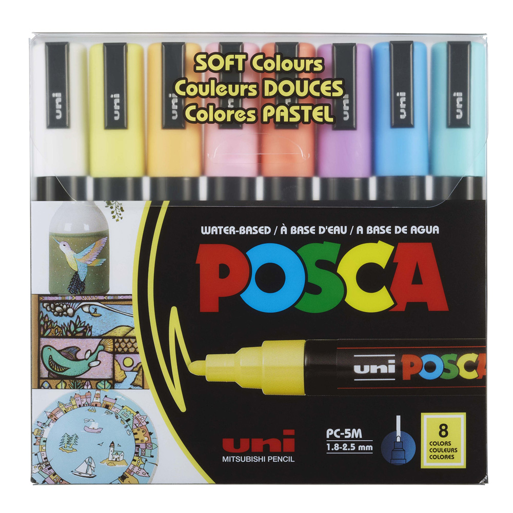 Posca PC-5M Soft Colours Medium Set of 8