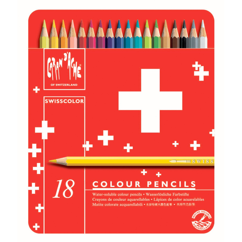 Swisscolor Watercolor Pencil Metal Box Of 18