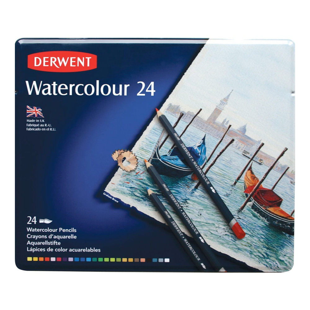 Derwent Watercolor 24 Pencil Metal Tin Set