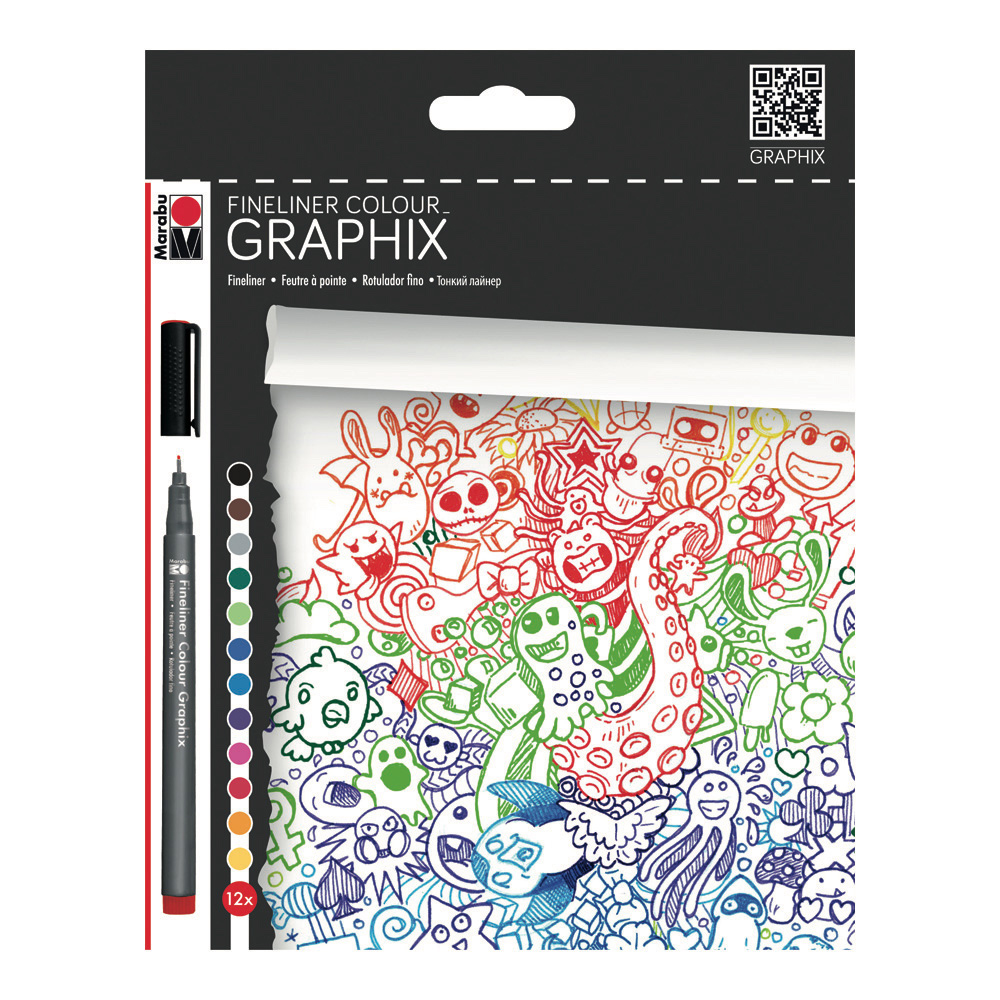 Marabu Graphix Fineliner Pen Doodle 12pc