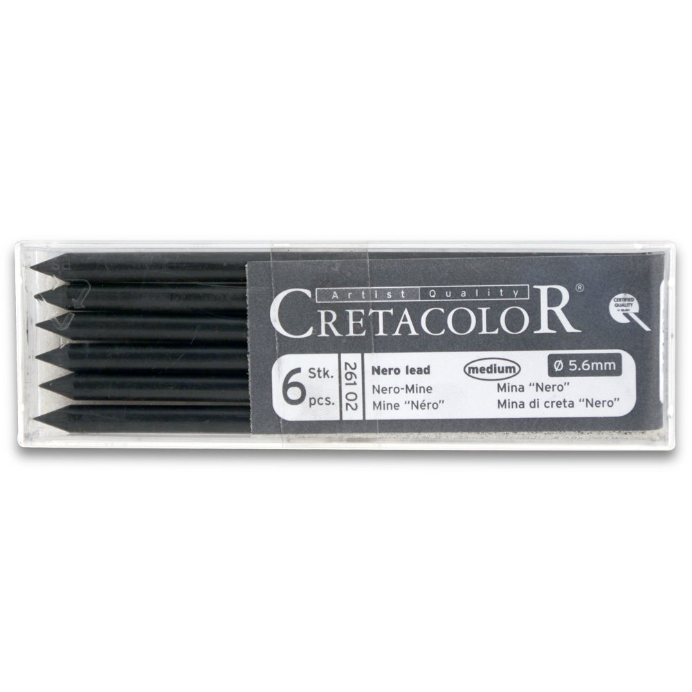 Cretacolor Nero Black Lead Medium 6/Pack