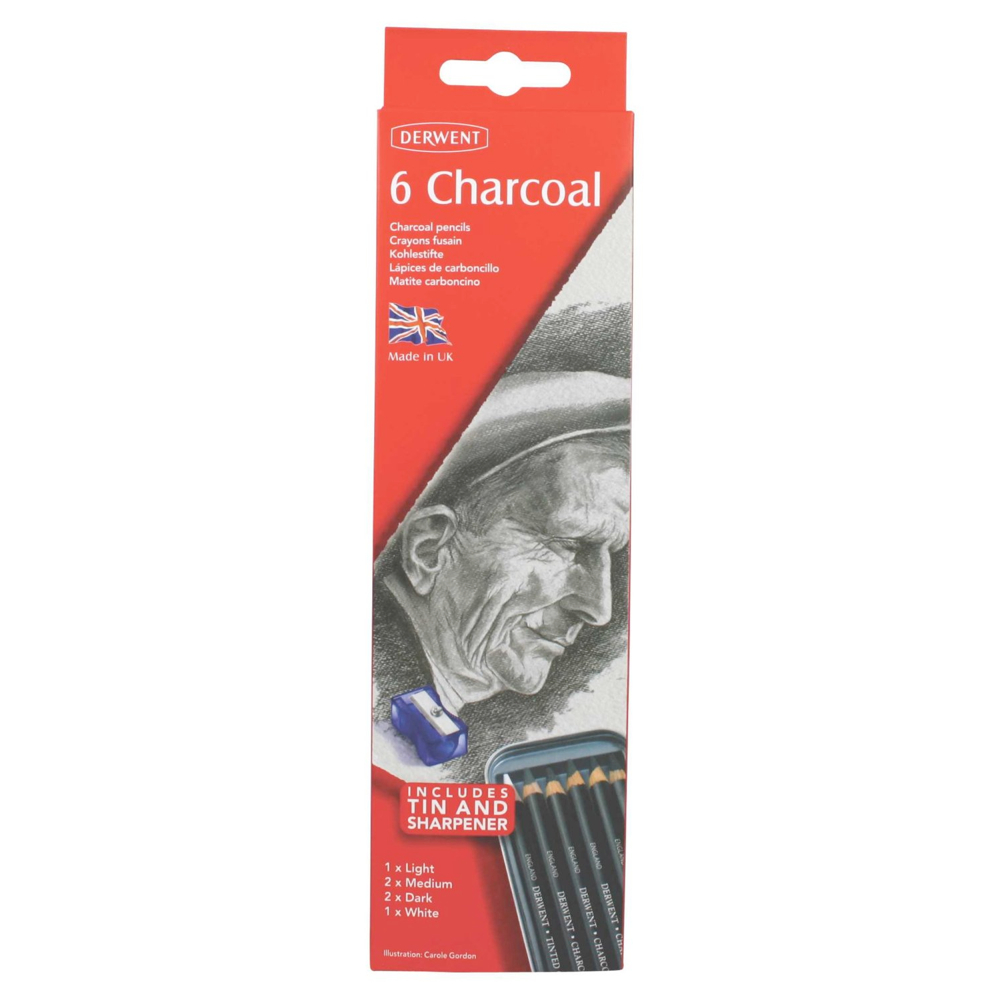 Derwent Charcoal 6 Pencil Tin Set