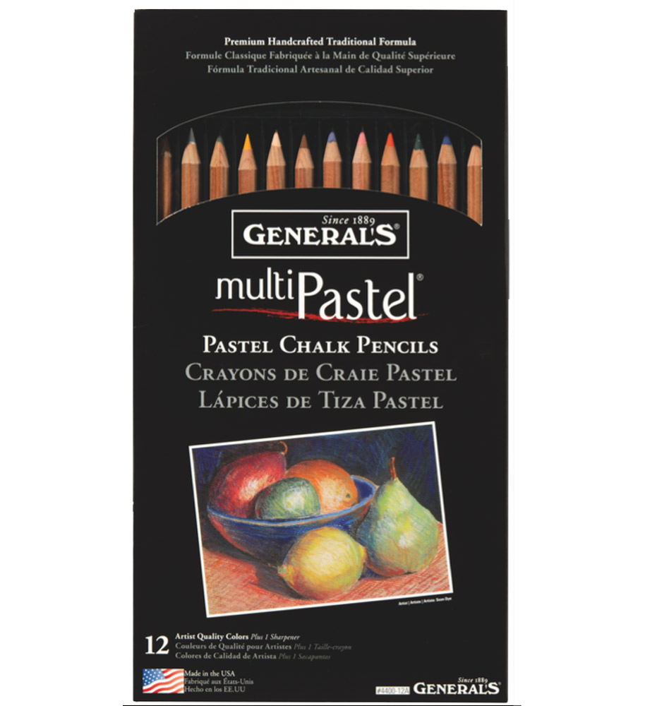 General Multipastel Chalk Pencils 12 Assorted