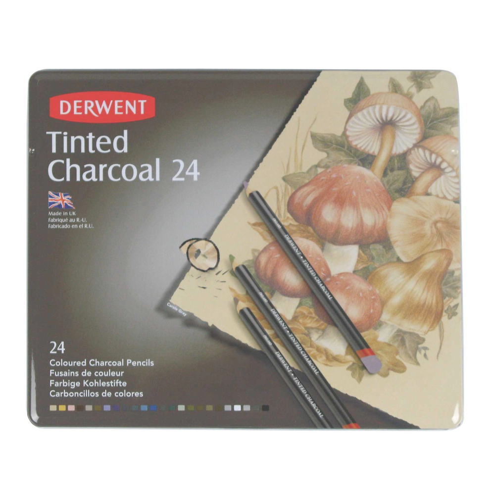 Derwent Tinted Charcoal 24 Pencil Tin Set