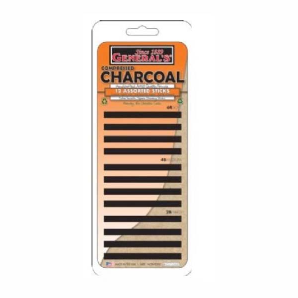 General Compressed Charcoal Stcks Set/12 Asst
