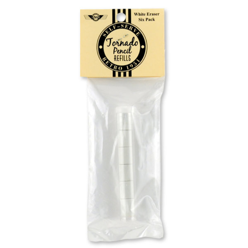 Retro 51 Tornado White Eraser Refills 6/Pk