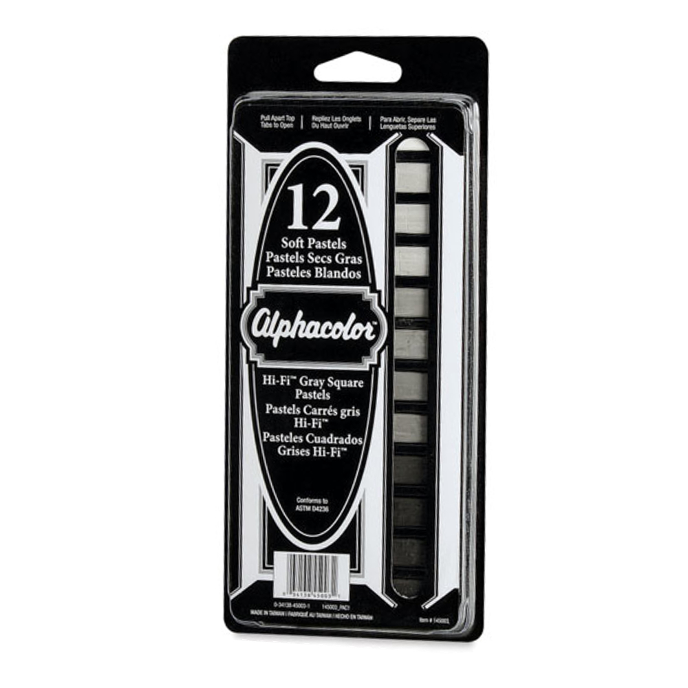 Alphacolor Box Of 12 Hi-Fi Gray Pastel Sticks