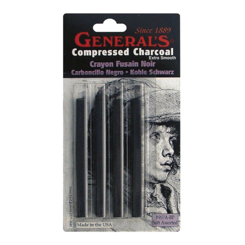 General 4 Soft Compressed Charcoal Set