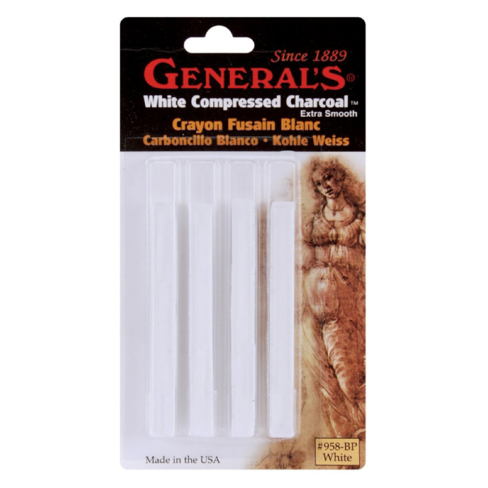 General 4 White Compressed Charcoal Set