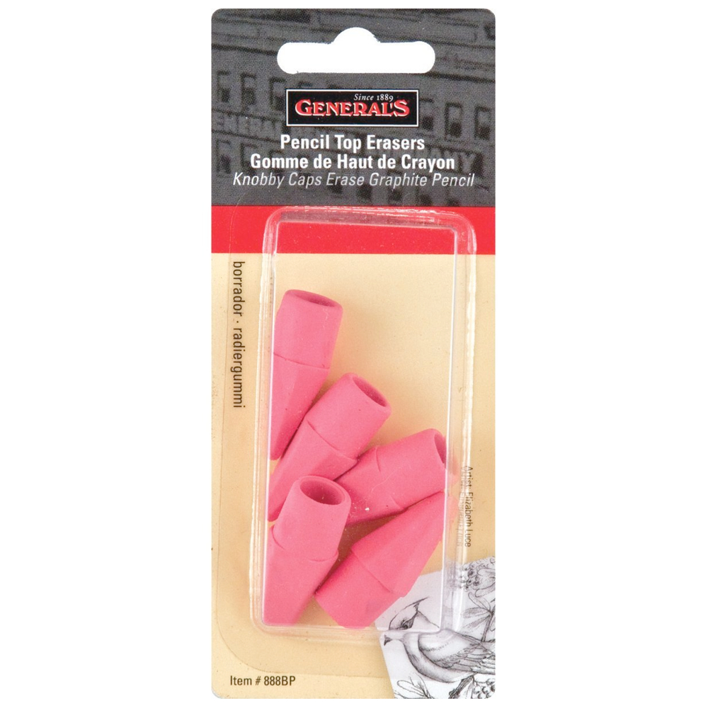 General Pencil Eraser Caps Pkg/5