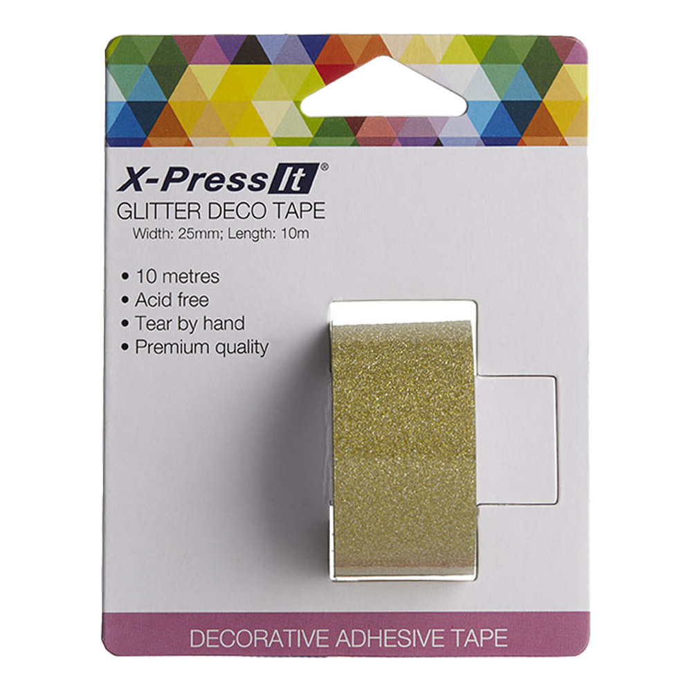 Xpress It Glitter Deco Tape 25mm x 10m Gold