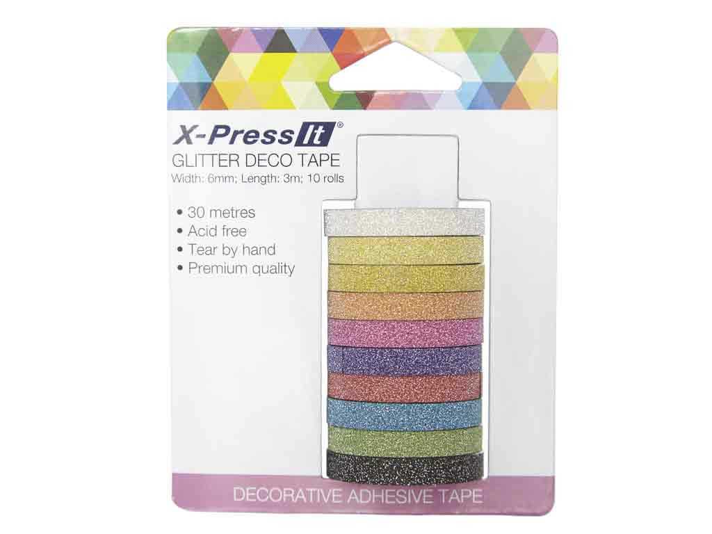 Xpress It Glitter Deco Tape 6mm x 3m Pk/10