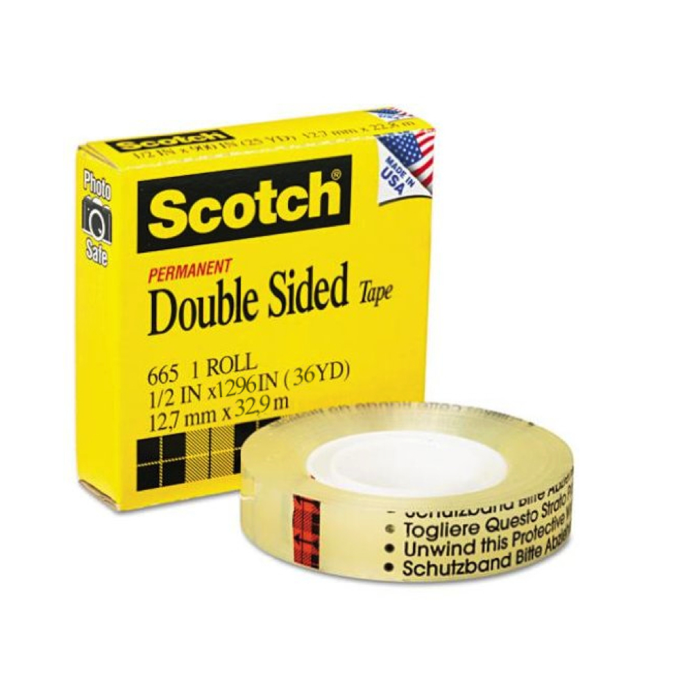 3M 665 Scotch Double Side Perm Tape .5inx36yd