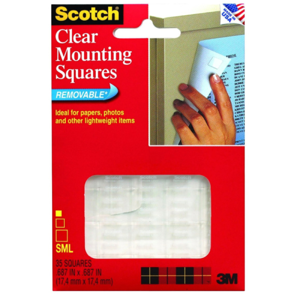 3M 859 35 Removable Mounting Squares Clear