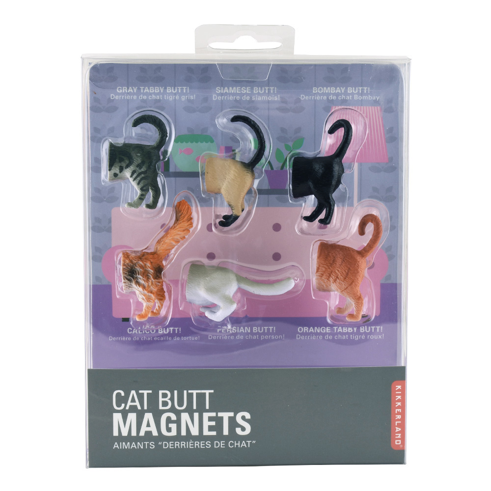 Kikkerland Cat Butt Magnets Set Of 6