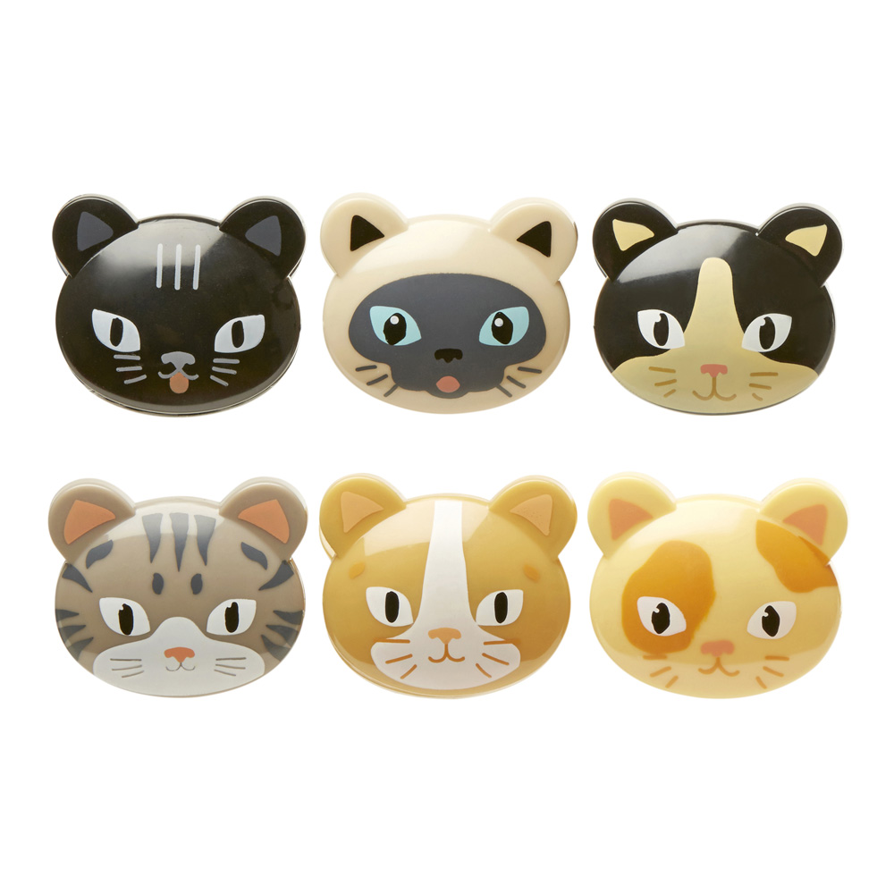 Kikkerland Cat Bag Clips Set of 6