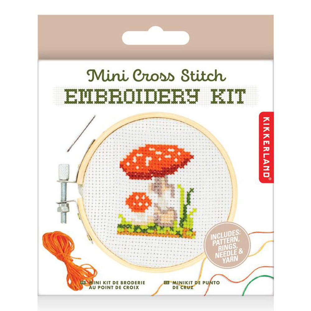 Kikkerland Mini Cross Stitch Kit Mushroom