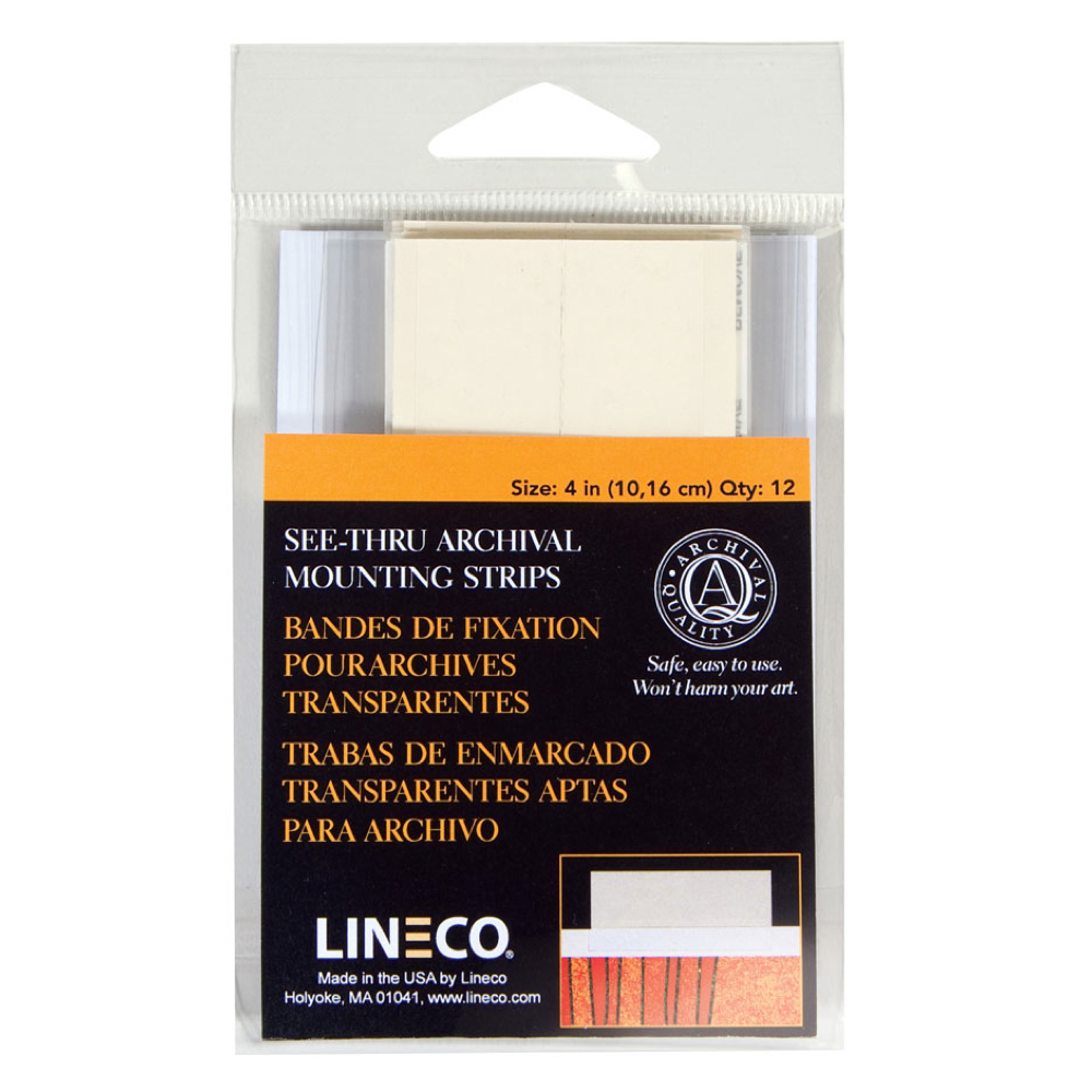 Lineco See-Thru Mounting Strips 4In Pkg 12