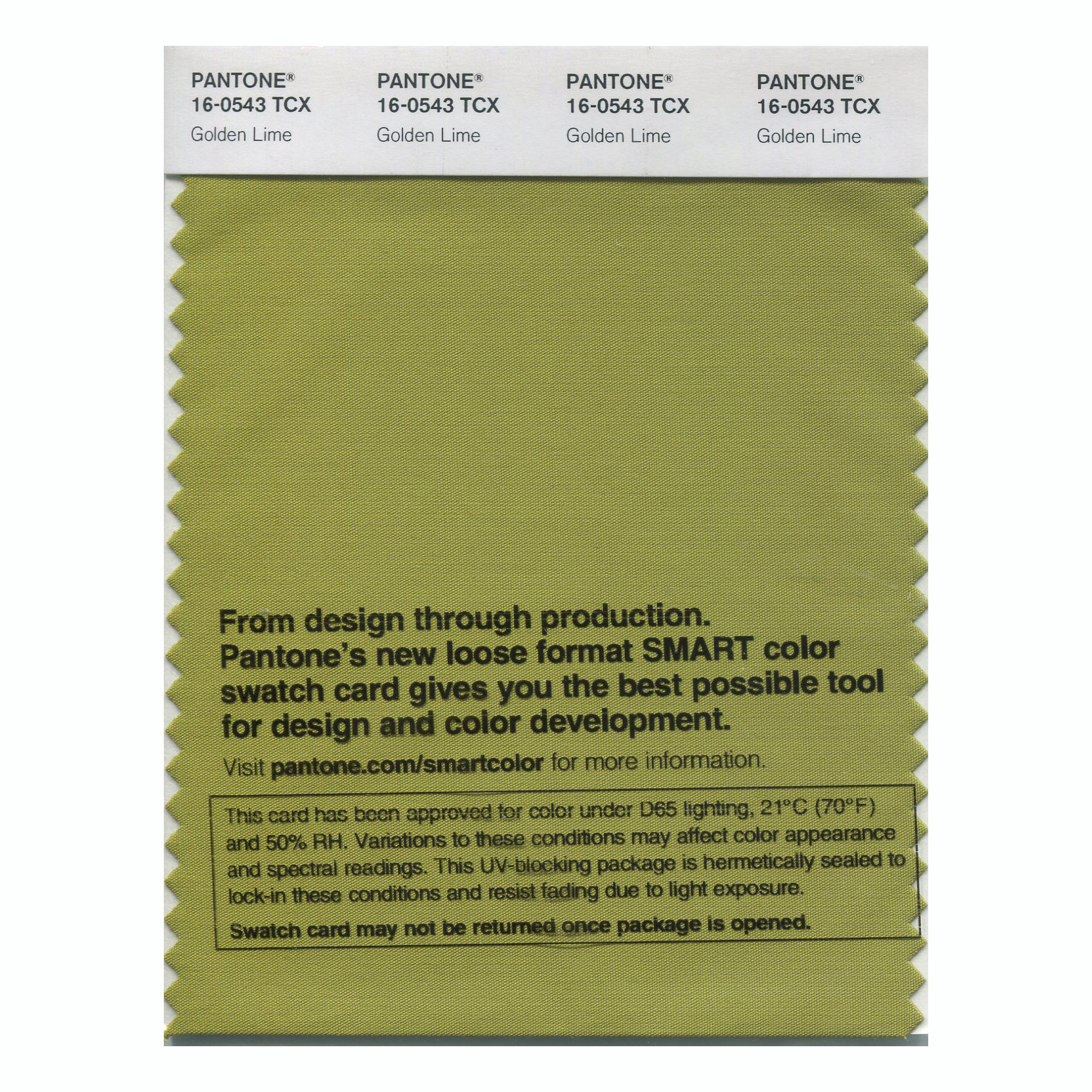 Pantone Cotton Swatch 16-0543 Golden Lime