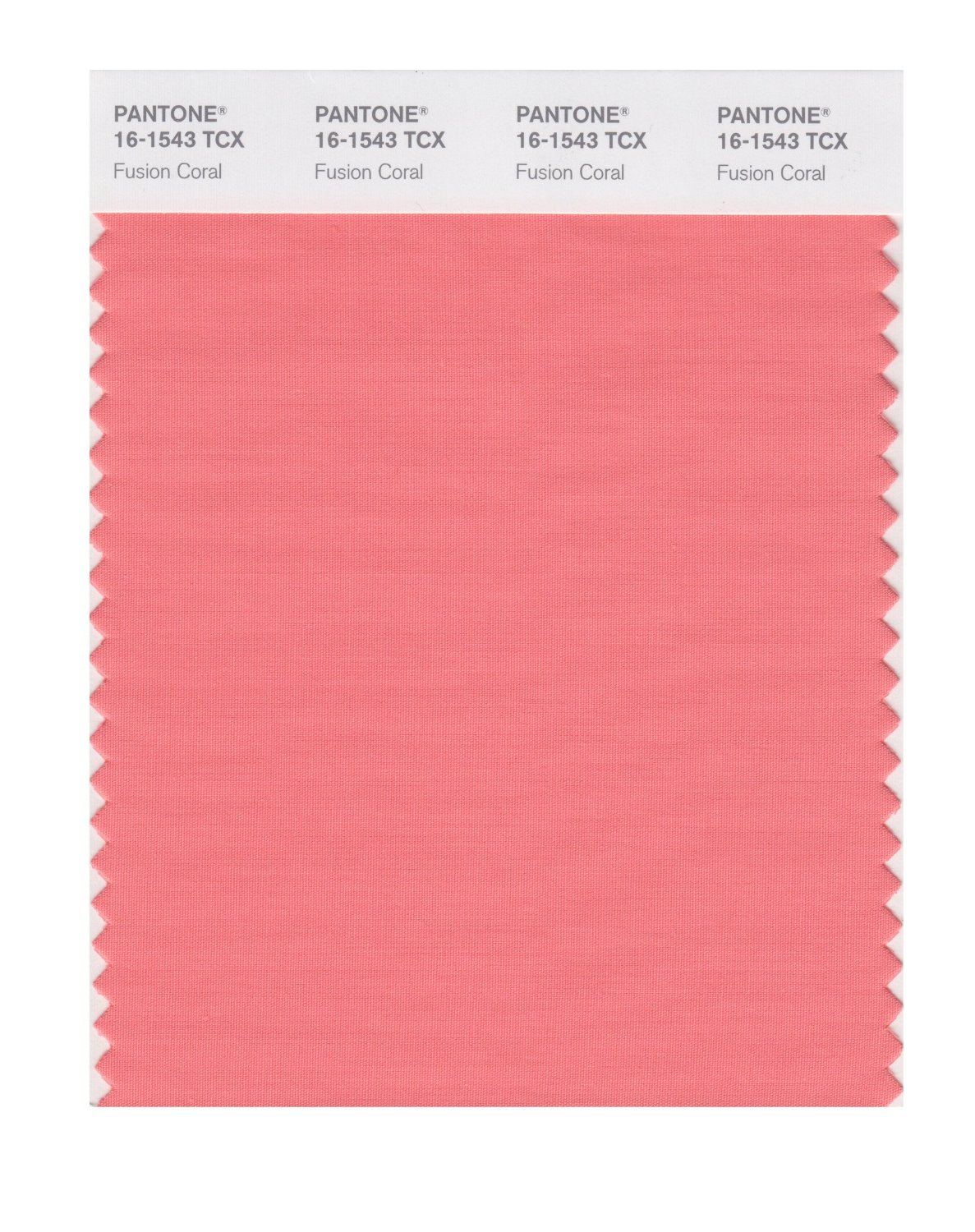 Pantone Cotton Swatch 16-1543 Fusion Coral