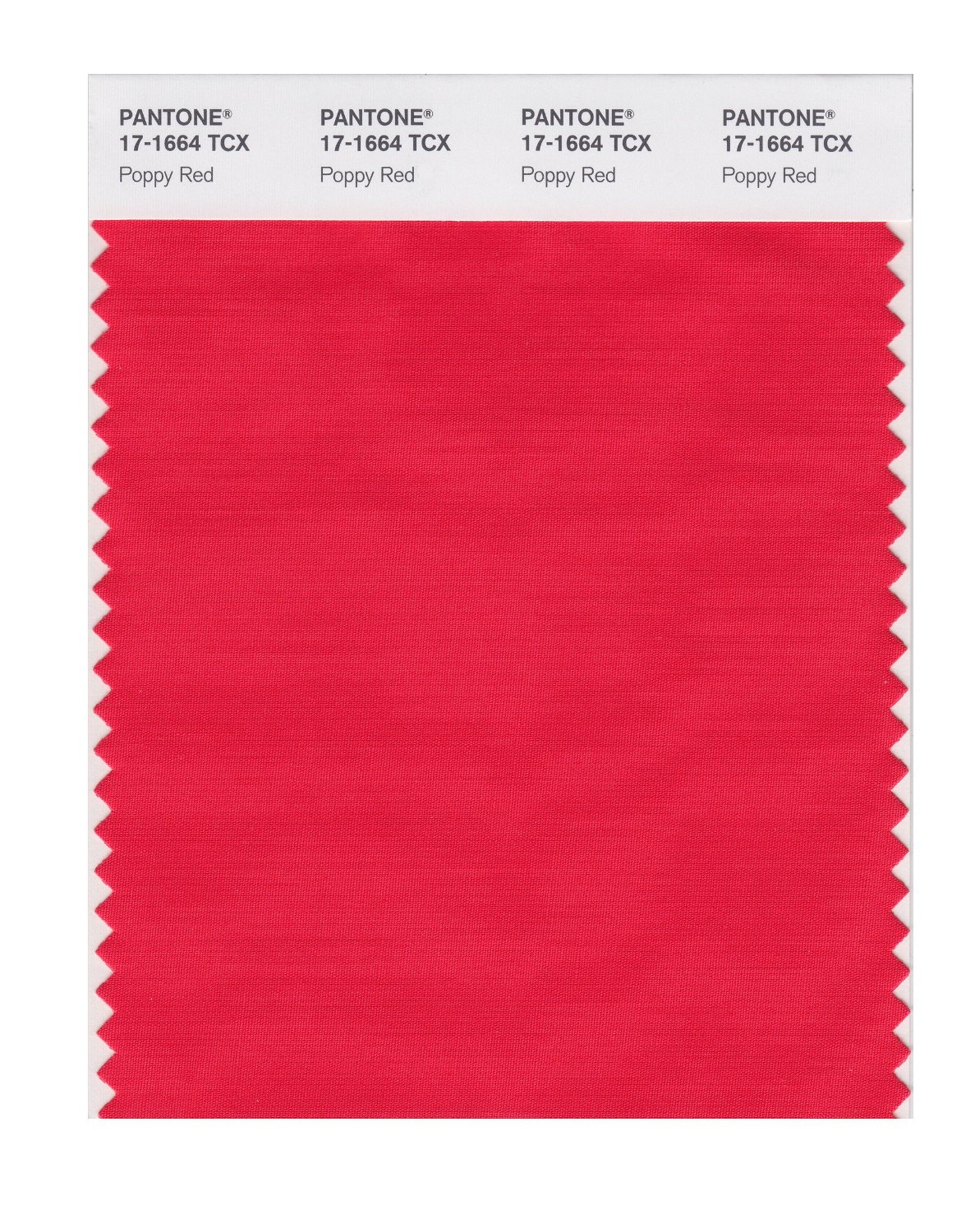 Pantone Cotton Swatch 17-1664 Poppy Red