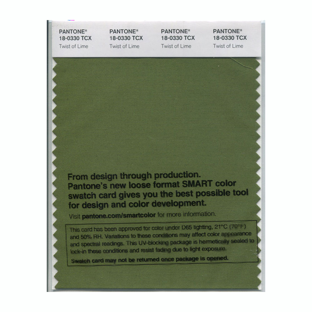 Pantone Cotton Swatch 18-0330 Twist Of Lime