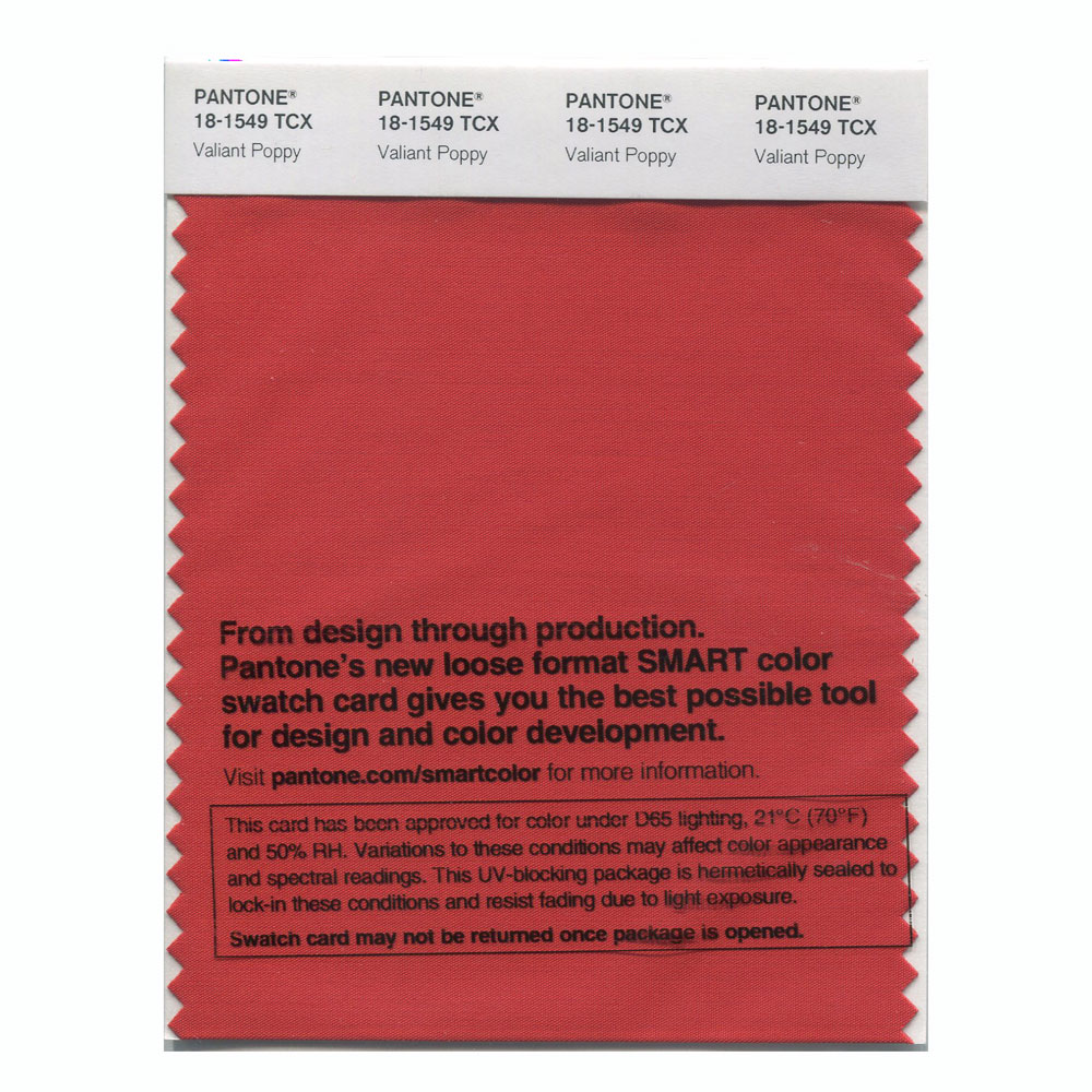 Pantone Cotton Swatch 18-1549 Valiant Poppy