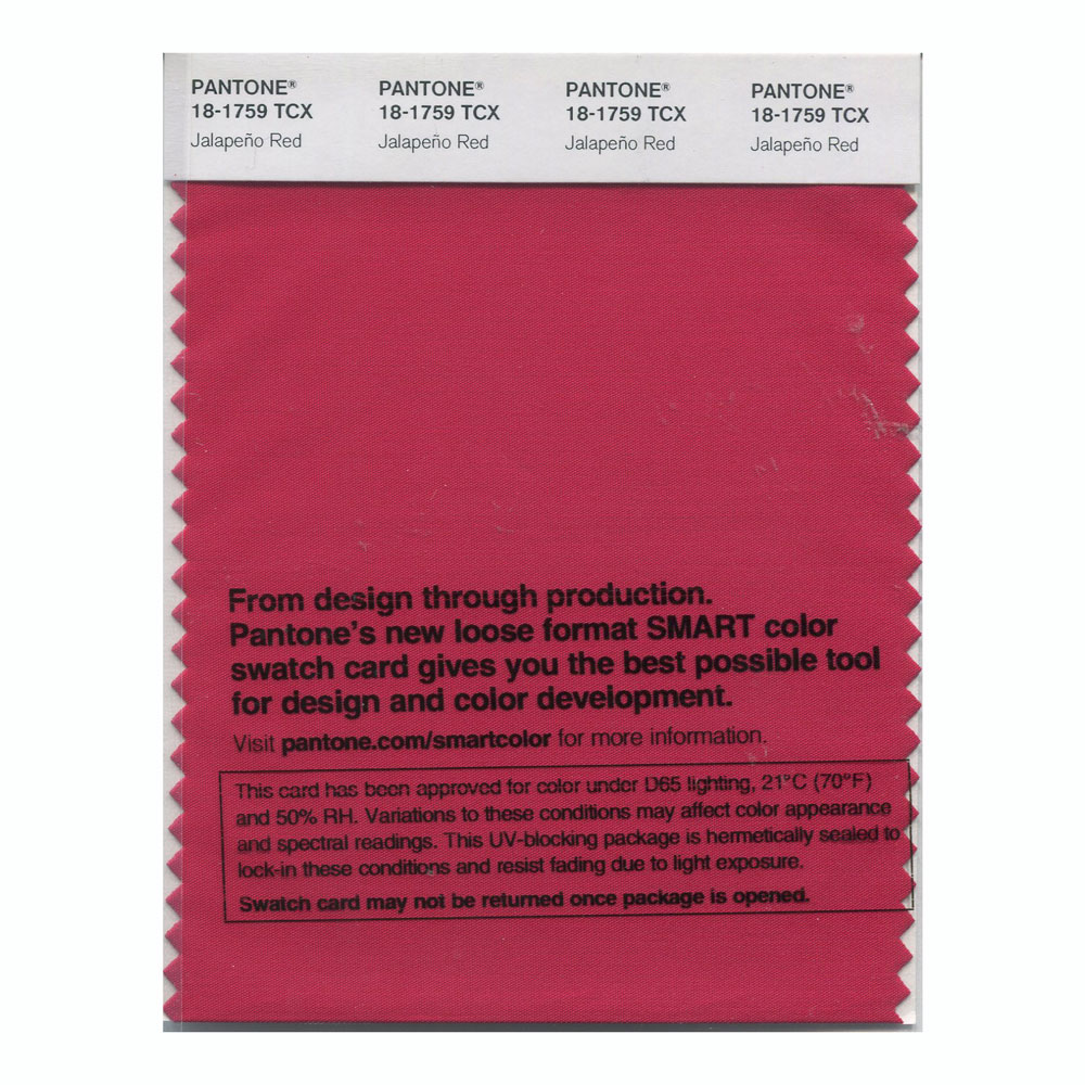 Pantone Cotton Swatch 18-1759 Jalepeno Red