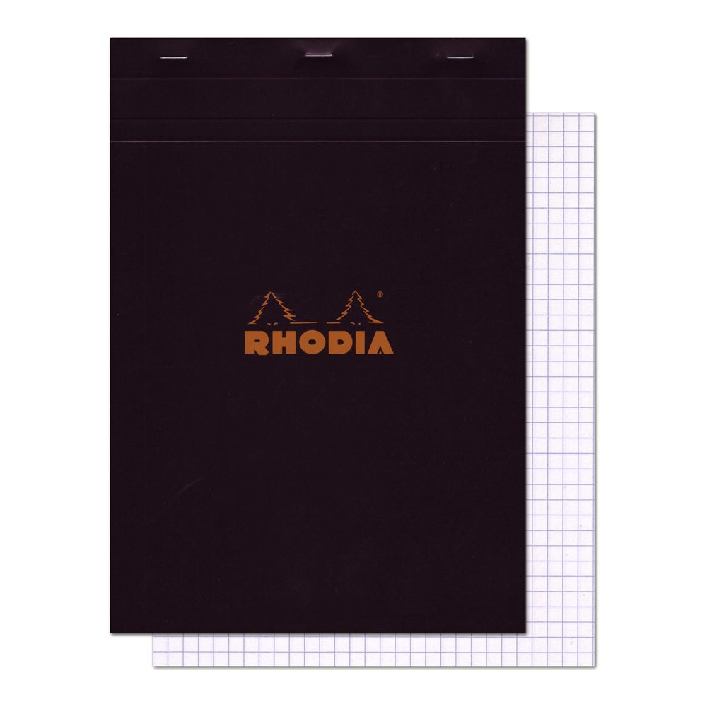 Rhodia Classic Black Notepad 8.25X11.75 Grid