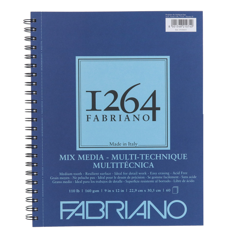 Fabriano 1264 Mixed Md Pad Spiral 110lb 9x12