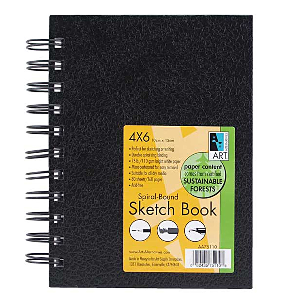 Black Wirebound Sketch Book 4X6