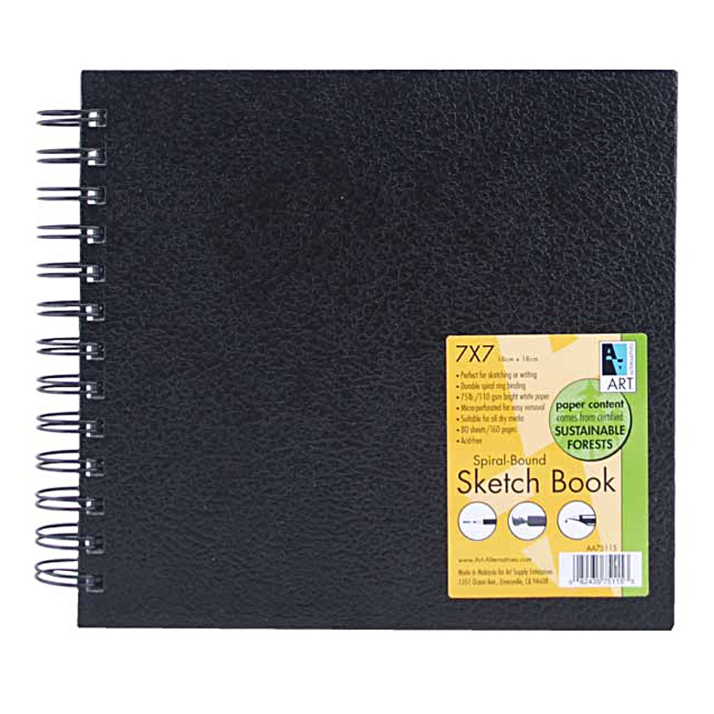 Black Wirebound Sketch Book 7X7