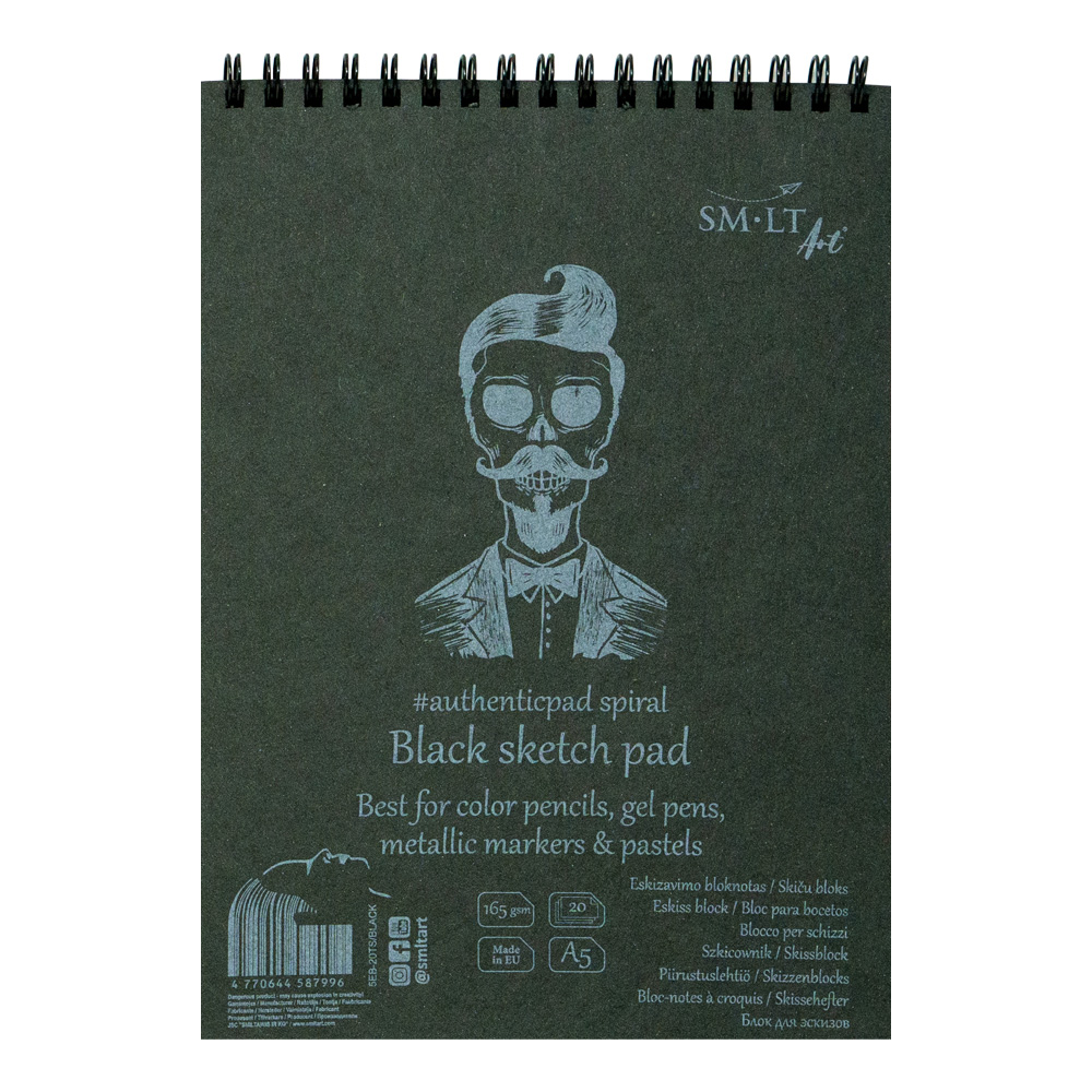 SMLT Authentic Spiral Sketch Pad Black A5