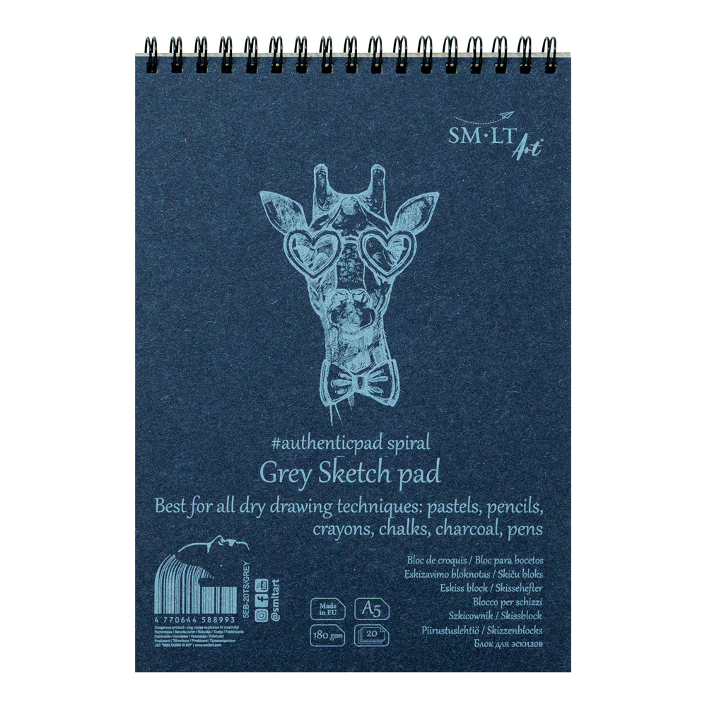 SMLT Authentic Spiral Sketch Pad Grey A5
