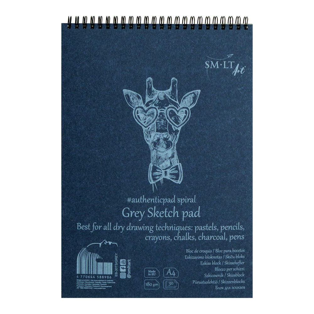 SMLT Authentic Spiral Sketch Pad Grey A4