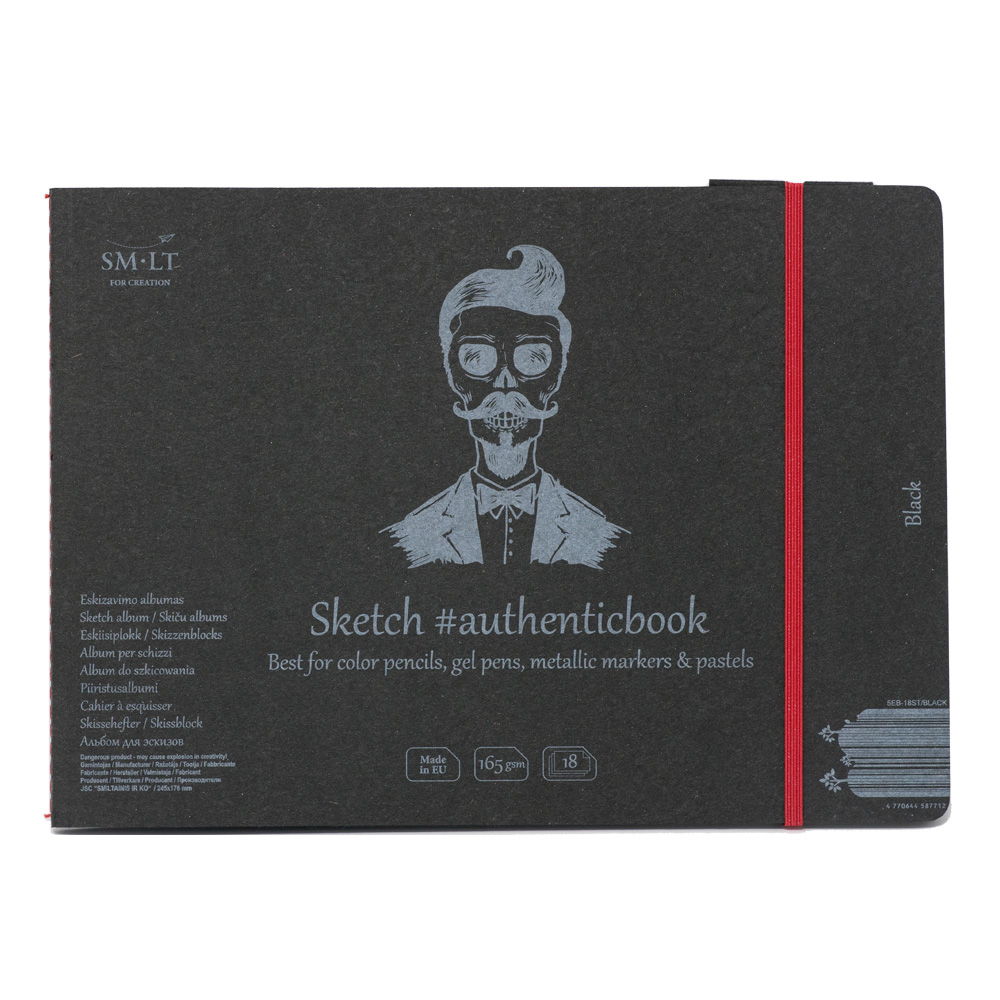 SMLT Sketch Black Stitched Book 9.6x7.3 In
