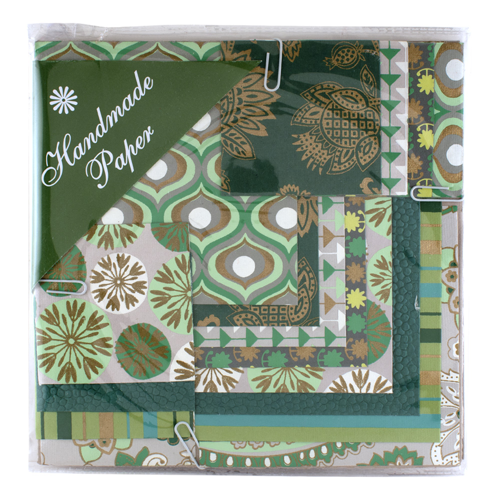 Shizen Paper Pack Square Assorted Green/White