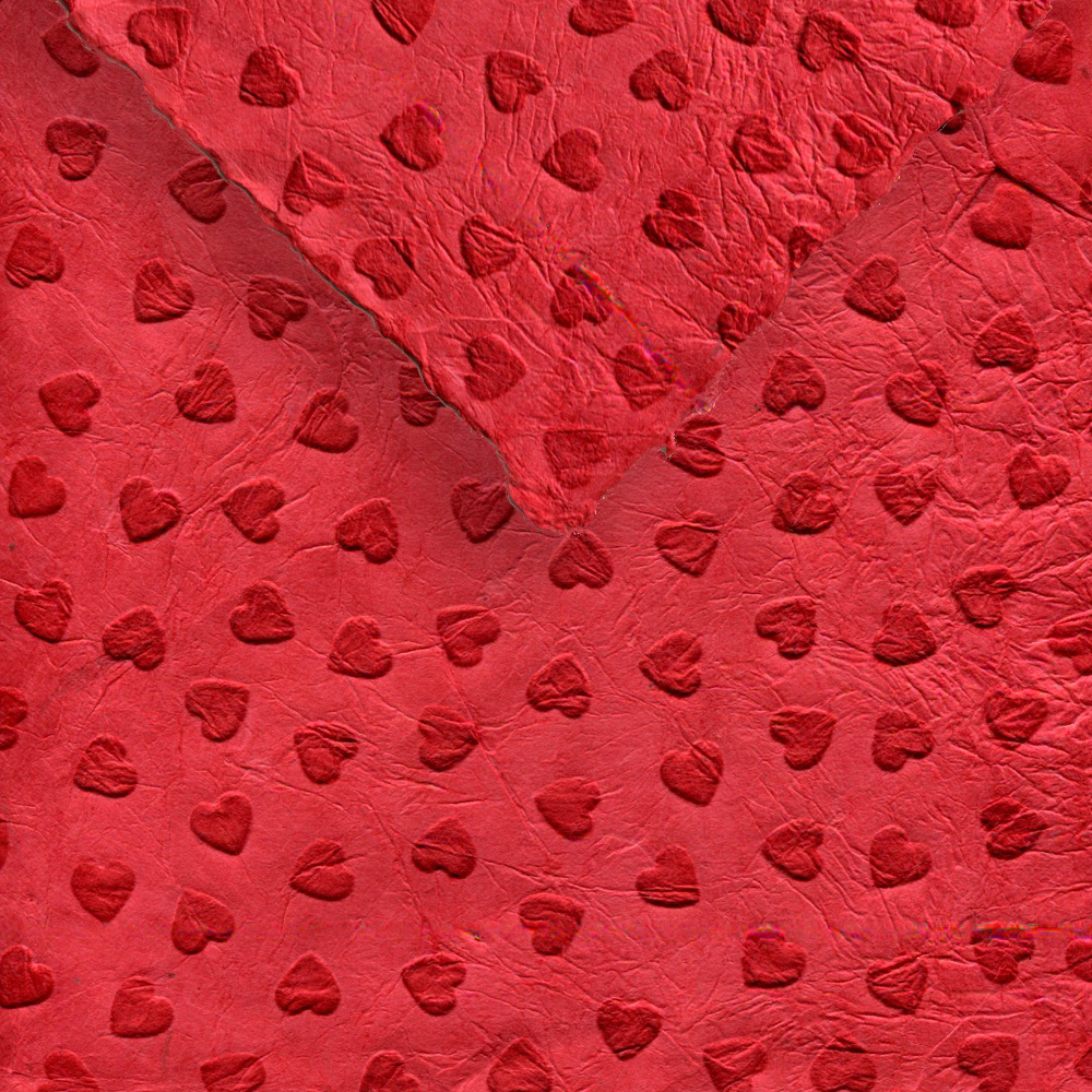 Paper Nepal Embossed Red Hearts 19X29