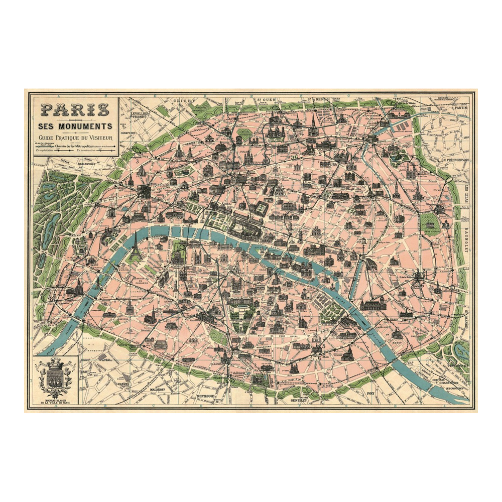 Decorative Wrap 20X28 Paris Map