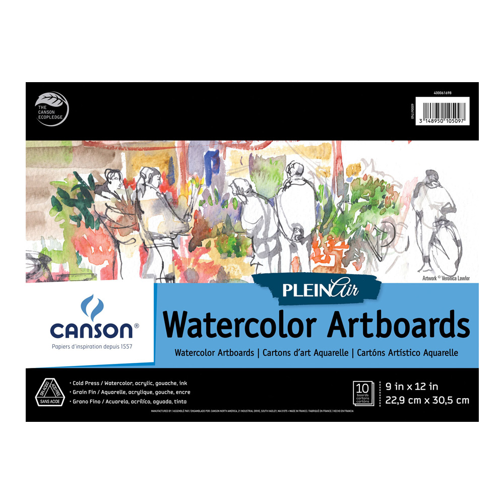 Plein Air Watercolor Artboard 9X12 10 Boards