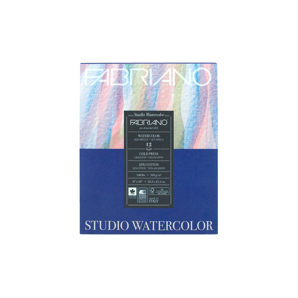 Studio Watercolor Pad 8X10 CP 140Lb 12 Shts