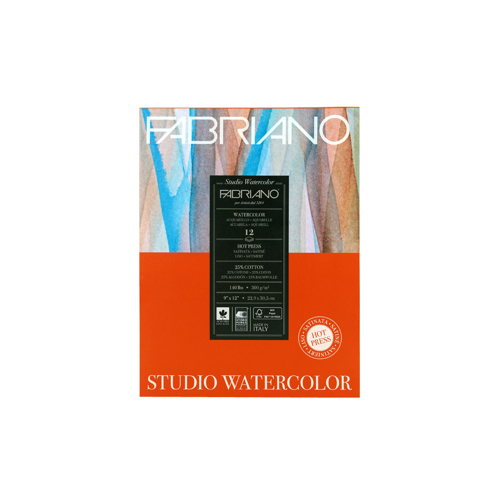 Studio Watercolor Pad 9X12 HP 140Lb 12 Shts